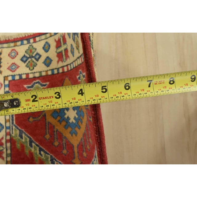 Red Kazak Runner 2′ X 6’1” Red Wool Tribal Hand-Knotted Oriental Rug For Sale - Image 8 of 10