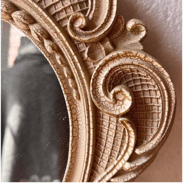 Rococo Vintage French Rococo Style Oval Mirror Wall Mirror For Sale - Image 3 of 11