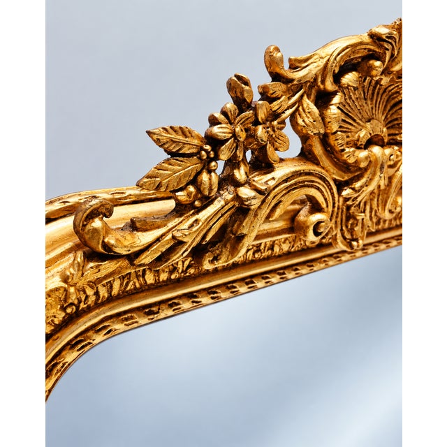 Large Golden Baroque Mirror with Crest from Green Square For Sale - Image 6 of 12
