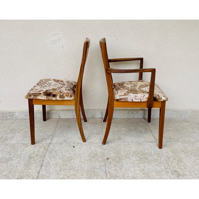 1960s Vintage Teak and Fabric Chair and Armchair, 1960s, Set of 2 For Sale - Image 5 of 16