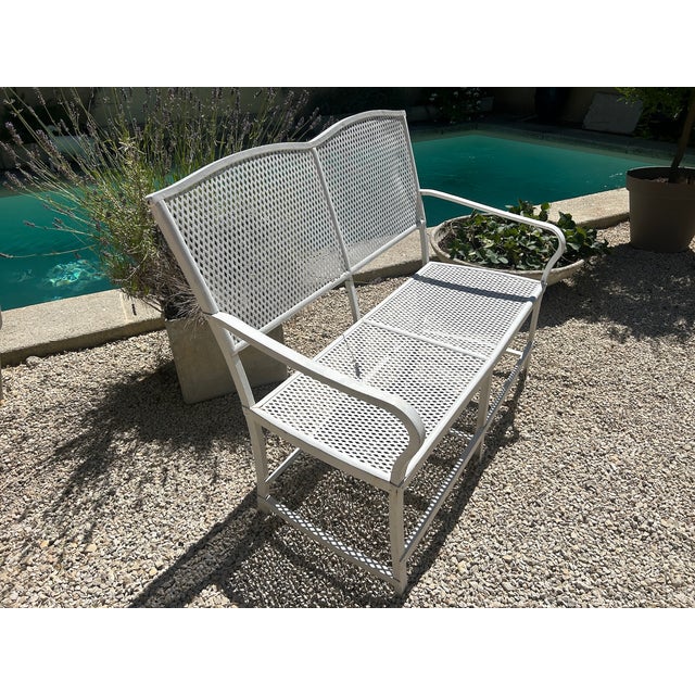 White Riveted Iron Garden Bench by Gustave Serrurier Govy, 1900 For Sale - Image 8 of 8