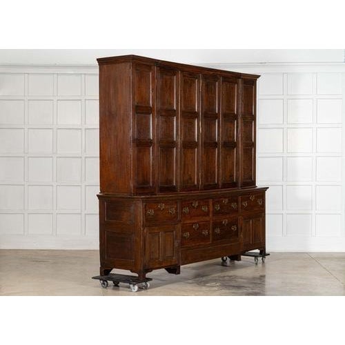 Georgian English Monumental Breakfront Oak Housekeepers Cupboard, 1800s For Sale - Image 3 of 18