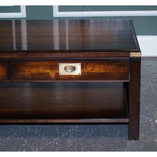 Metal Vintage Military Campaign Brass Coffee Table For Sale - Image 7 of 14