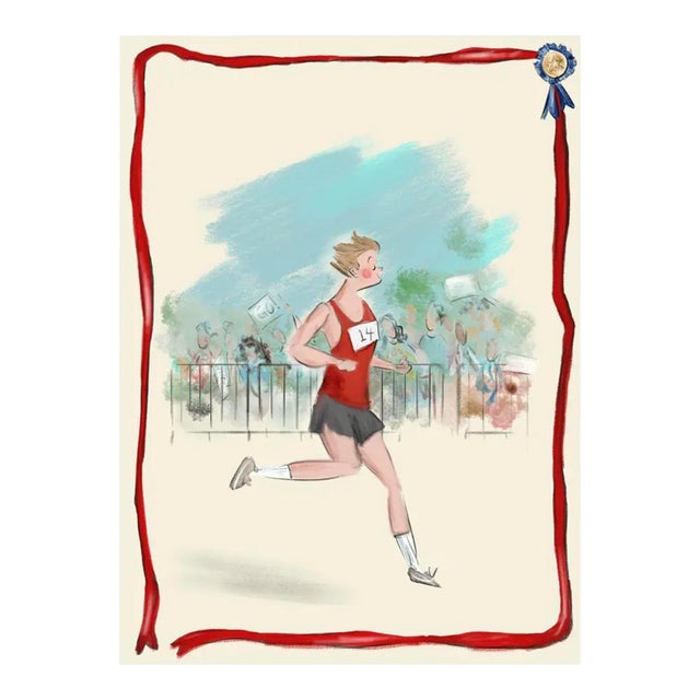 "The Marathon Runner" Limited Edition Print on Etching Paper by Tug Rice For Sale