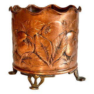 Antique Art Nouveau Sculptural Wine Bottle Holder in Copper & Brass from Carl Deffner, Germany, 1900s For Sale