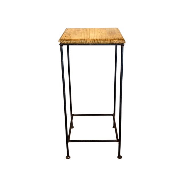 Industrial Steel and Wood Side Table, Spain, 1990s For Sale - Image 9 of 9