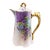 1940s Purple Floral Chocolate Pot With Ornate Gold Handle For Sale