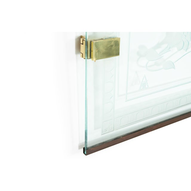 Pair of American Art Deco Revival Etched Frosted Glass Doors by Dennis Abbe For Sale - Image 10 of 18
