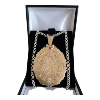 Victorian Sterling Silver Oval Locket & Chain, 1890 For Sale