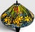 Art Nouveau Vintage Tiffany Style Leaded Stained Glass Daffodil Table Lamp With Bronzed Fluted Base For Sale - Image 3 of 14