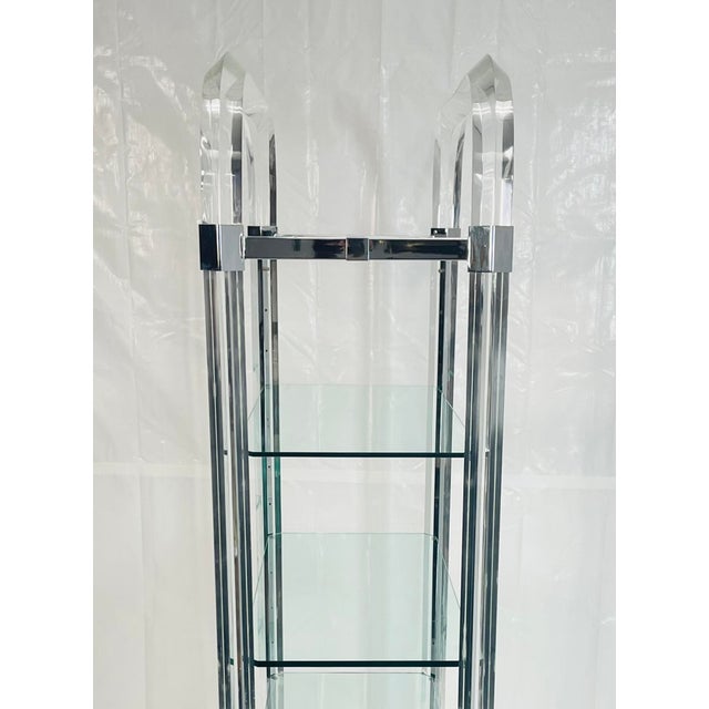 Chrome 1970s Charles Hollis Jones Lucite & Chrome Etagere, Signed 1974 – Adjustable Shelves For Sale - Image 8 of 18