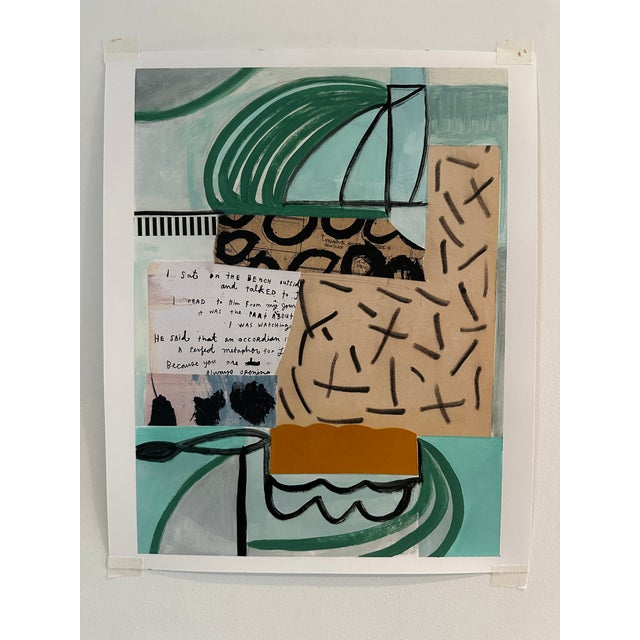 An ORIGINAL, FRAMED modern abstract MIXED MEDIA art piece: new and old found paper, paint and pastel. Unique elements and...