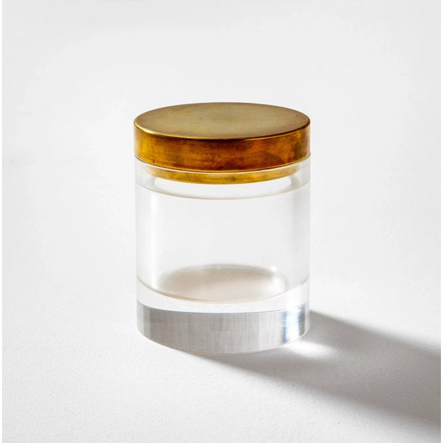 Metal Brass & Acrylic Jar by Gabriella Crespi for Chavella Crespima, 1970s For Sale - Image 7 of 7
