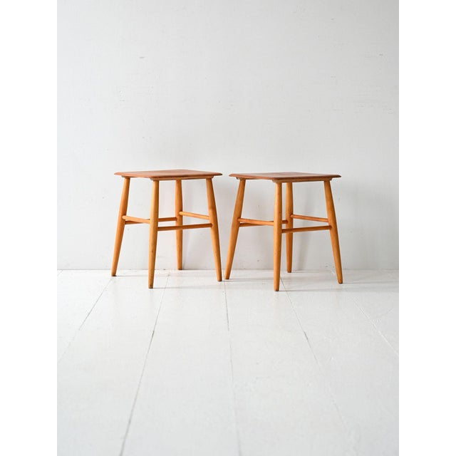 Fanett Stools by Ilmari Tapiovaara for Edsby Verken, 1960s, Set of 2 For Sale - Image 3 of 10