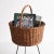 1950s Mid-Century Italian Wicker Basket Magazine Rack with Enameled Iron Base, 1950s For Sale - Image 5 of 11