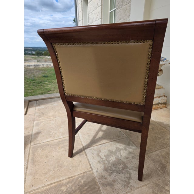 Pair of Neoclassical Style Armchairs With Leather Upholstery For Sale In San Antonio - Image 6 of 12