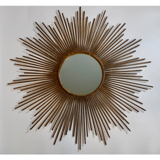 Large Mid Century Modern Bronze Sunburst Mirror | Chairish