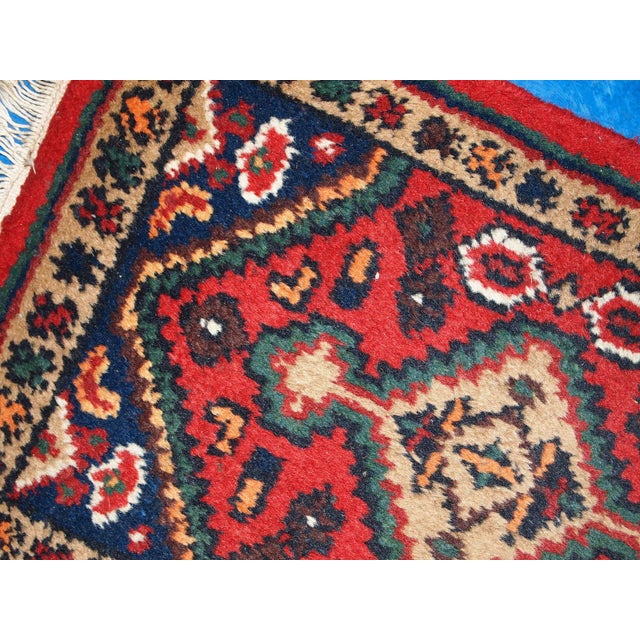 Handmade Vintage Persian Hamadan Rug 1.3' X 2' (41cm X 61cm) 1970s For Sale - Image 4 of 9