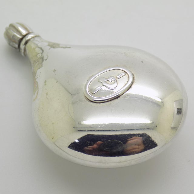 Vintage Italian Handmade Genuine Silver Teardrop Shaped Perfume Bottle With Flower Design For Sale - Image 6 of 10