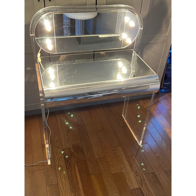 1970s 1970 Space Age Chrome Lucite Vanity Desk, by Hills Manufacturing Co. For Sale - Image 5 of 12