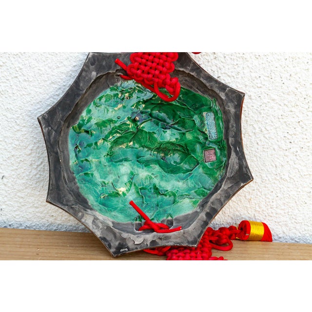 Imperial Qilin High Relief Majolica Wall Plaque For Sale - Image 9 of 10