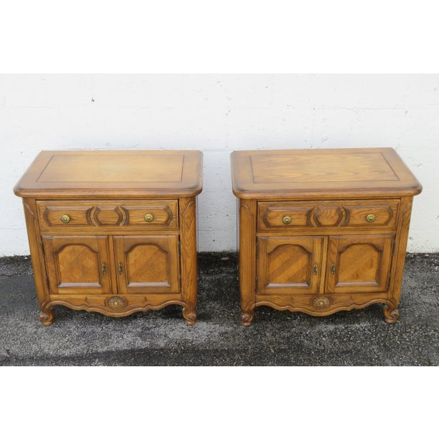 Thomasville French Carved Large Nightstands Bedside End Tables a Pair For Sale - Image 11 of 12
