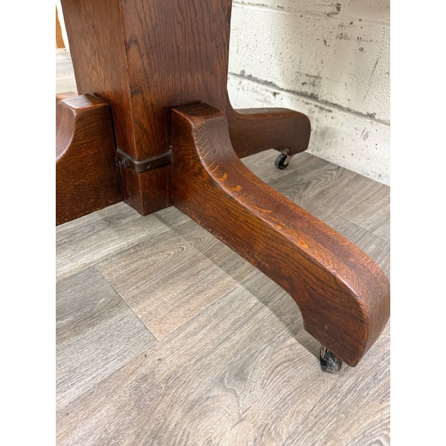 Antique Mission Arts & Crafts Quarter Sawn Tiger Oak Dining Table For Sale - Image 10 of 10