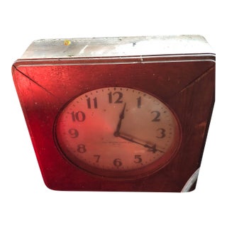 Oversized 1920s Antique 22" Square Industrial Wooden Doctor's Office Wall Clock For Sale
