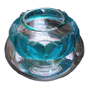 1990s Lalique Large Cyrus Frosted Crystal Coupe Bowl Centerpiece Art Deco