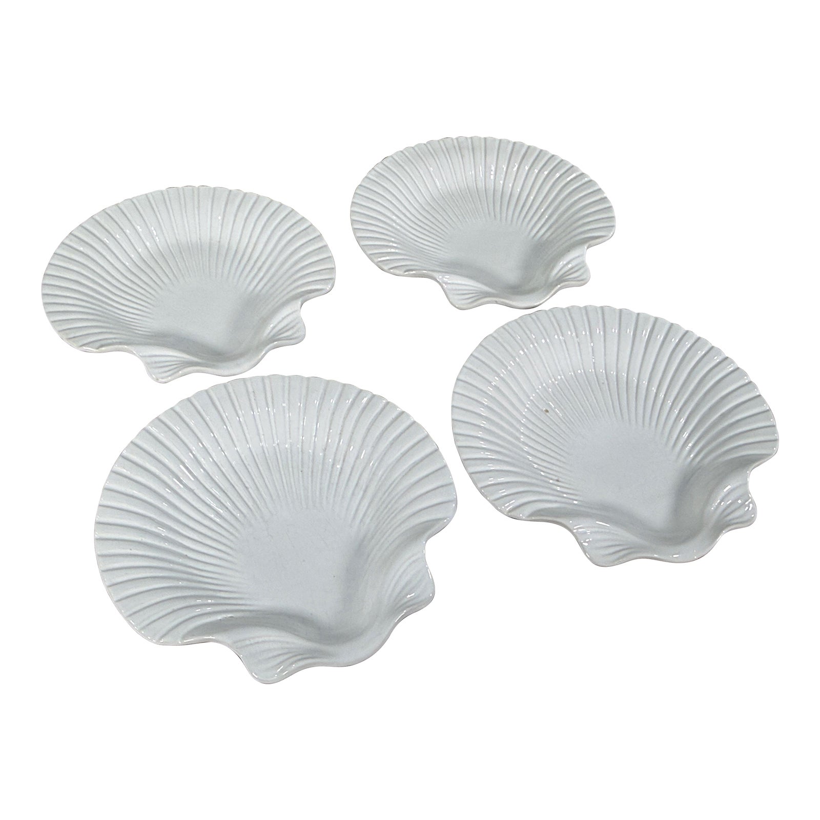 Williams Sonoma Portugal White Ceramic Scallop Shell Plates - Set of 4