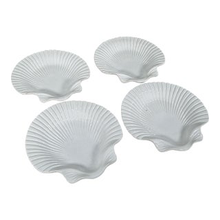 Williams Sonoma Portugal White Ceramic Scallop Shell Plates - Set of 4 For Sale