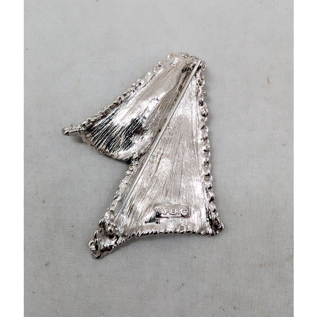 Vintage 1960s Signed Napier Rhodium Plated Brooch For Sale In Philadelphia - Image 6 of 6