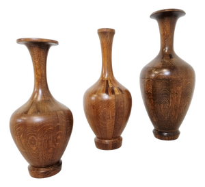 Vintage Wooden Vases by Maurice Bonami, 1970s, Set of 3