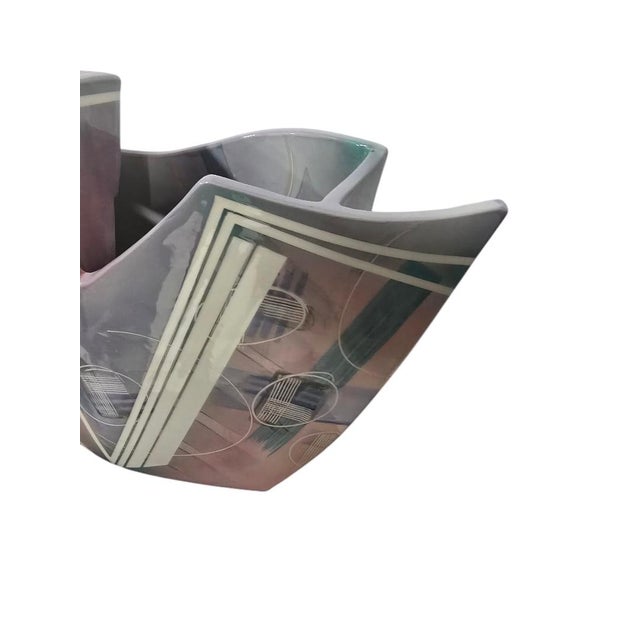 Ceramic Late 20th Century Huge Signed Hubert Sculptural Ceramic Vessel – Postmodern Geometric Studio Art Pottery (26”) For Sale - Image 7 of 10