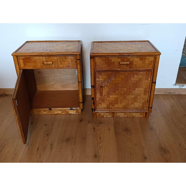 Bamboo Bedside Tables, 1970s, Set of 2 For Sale - Image 12 of 14