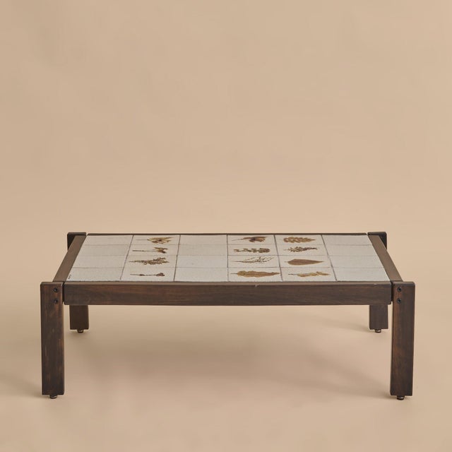 Wood French Garrigue Ceramic Tile Coffee Table by Roger Capron, 1960s For Sale - Image 7 of 13