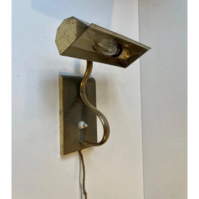 Metal Swedish Art Deco Brass Wall Lamp, 1930s For Sale - Image 7 of 7