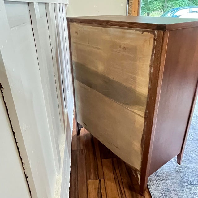 Stanley Furniture Refinished Mid-Century Modern Stanley Walnut Dresser Highboy Chest of Drawers With Original Brass Hardware For Sale - Image 4 of 12