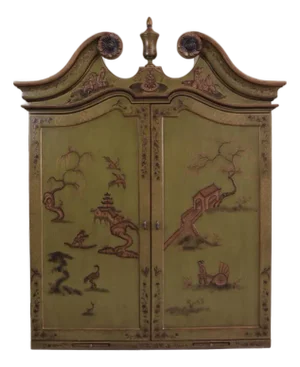 Early 21st Century Chinoiserie Green Asian Hutch Cabinet