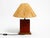 Mid-Century Modern Table Lamp in Wood and Leather with Paper Straw Lampshade, Italian, 1960s For Sale - Image 3 of 18