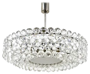 Large Austrian Nickel Chandelier with Diamond-Shaped Crystals from Bakalowits & Söhne, 1960s