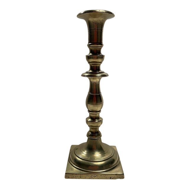 Antique Heavy Brass Candlestick For Sale