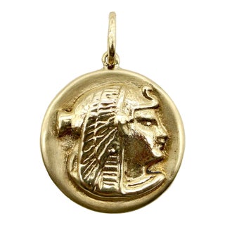 14k Gold Egyptian Revival Nekhbet Charm For Sale