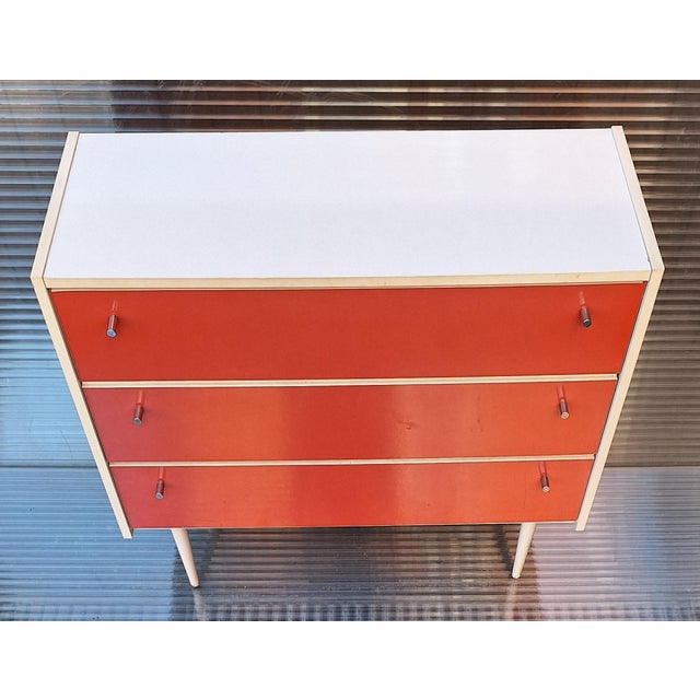 Vintage Shoe Cabinet with White Body and Orange Doors, 1970s For Sale - Image 3 of 9
