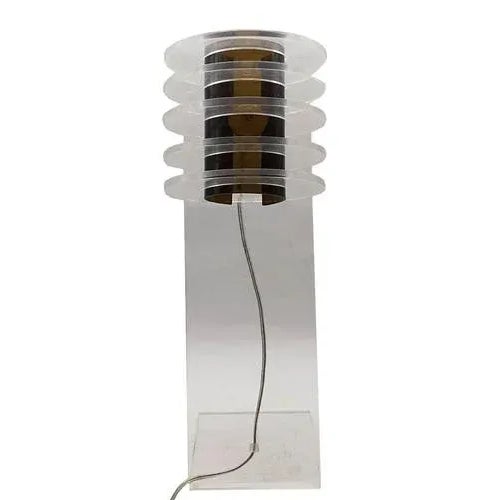 Sculptural Space Age Clear and Smoked Acrylic Glass Table Lamp, Italy, 1970s For Sale - Image 4 of 12