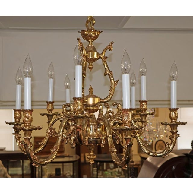 Mid 20th Century Italian Gilt Bronze Baroque / Rococo Style 10 Light Chandelier For Sale - Image 14 of 17