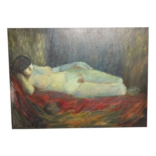 Unknown, Reclining Nude Woman, 1950s, Oil on Canvas For Sale
