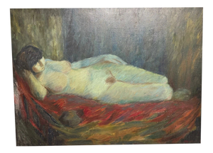 Unknown, Reclining Nude Woman, 1950s, Oil on Canvas