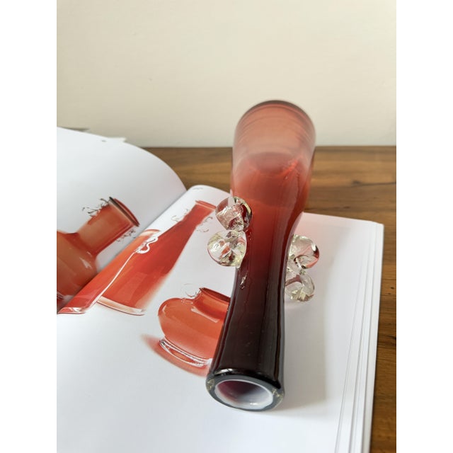 Ruby Red Bottle Vase with Applied Clear Glass Wings by Jerzy Słuczan-Orkusz for Huta Szkła Tarnowiec, Poland, 1970s For Sale - Image 8 of 14