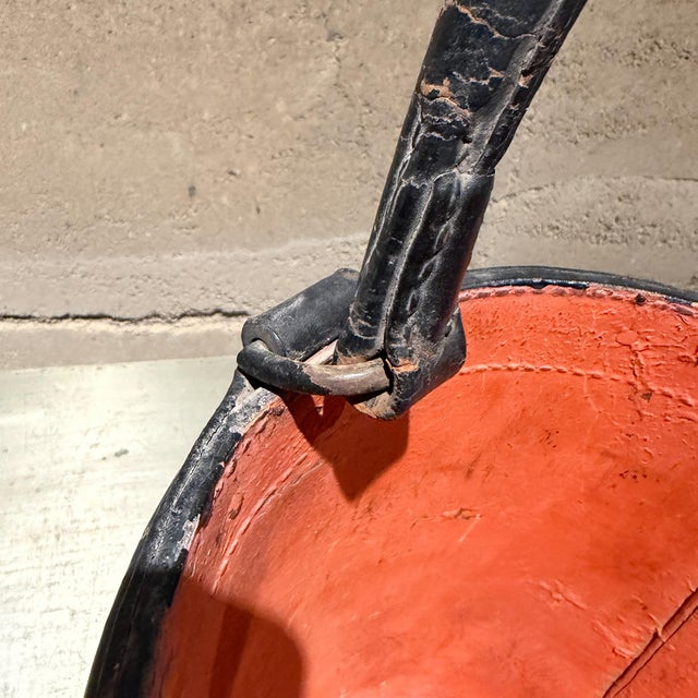 1910s Art Deco Leather Fire Bucket Catch All Umbrella Holder Hermes Paul Drupre Lafon For Sale In San Diego - Image 6 of 12